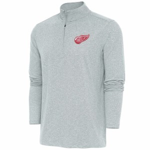 アンティグア メンズ パーカー・スウェットシャツ アウター Detroit Red Wings Antigua Hunk QuarterZip Pullover Top Heather Gray