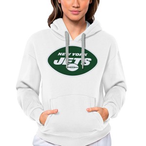 アンティグア レディース パーカー・スウェットシャツ アウター New York Jets Antigua Women's Victory Logo Pullover Hoodie White