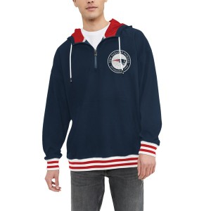 トミー ヒルフィガー メンズ ジャケット＆ブルゾン アウター New England Patriots Tommy Hilfiger Aaron QuarterZip Hoodie Navy