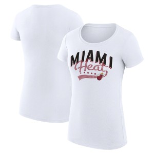 カールバンクス レディース Tシャツ トップス Miami Heat GIII 4Her by Carl Banks Women's Filigree Logo Fitted T Shirt White