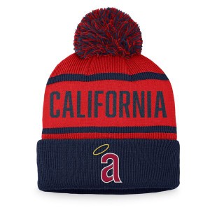 ファナティクス メンズ 帽子 アクセサリー California Angels Fanatics Branded Cooperstown Collection Cuffed Knit Hat with Pom Navy/