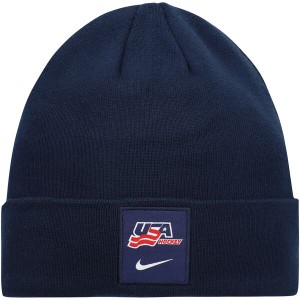 ナイキ メンズ 帽子 アクセサリー USA Hockey Nike Logo Cuffed Knit Hat Navy