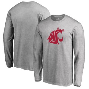 ファナティクス メンズ Tシャツ トップス Washington State Cougars Fanatics Branded Primary Logo Long Sleeve TShirt Ash