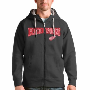 アンティグア メンズ パーカー・スウェットシャツ アウター Detroit Red Wings Antigua Wordmark Victory FullZip Hoodie Charcoal