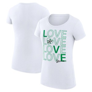 カールバンクス レディース Tシャツ トップス Dallas Stars GIII 4Her by Carl Banks Women's Hockey Love Fitted TShirt White