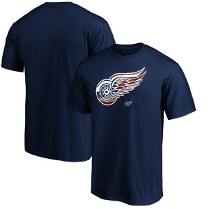 ファナティクス メンズ Tシャツ トップス Detroit Red Wings Fanatics Branded Banner Wave Logo TShirt Navy