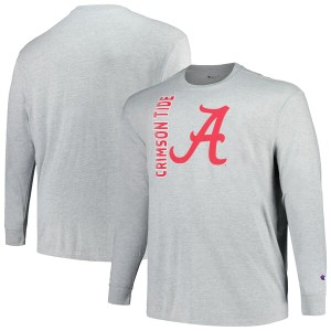 チャンピオン メンズ Tシャツ トップス Alabama Crimson Tide Champion Big & Tall Mascot Long Sleeve TShirt Heather Gray