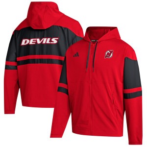 アディダス メンズ パーカー・スウェットシャツ アウター New Jersey Devils adidas FullZip Hoodie Red