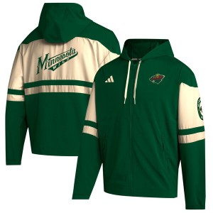 アディダス メンズ パーカー・スウェットシャツ アウター Minnesota Wild adidas FullZip Hoodie Green