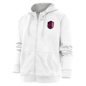 アンティグア レディース パーカー・スウェットシャツ アウター St. Louis City SC Antigua Women's Logo Victory FullZip Hoodie White