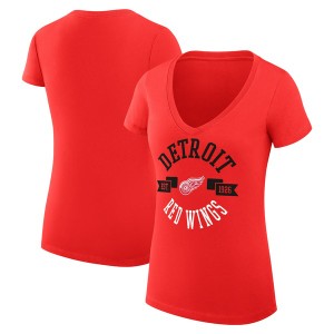 カールバンクス レディース Tシャツ トップス Detroit Red Wings GIII 4Her by Carl Banks Women's City Graphic VNeck Fitted TShirt Re