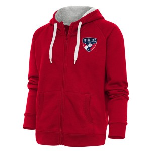 アンティグア レディース パーカー・スウェットシャツ アウター FC Dallas Antigua Women's Logo Victory FullZip Hoodie Red