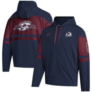 アディダス メンズ パーカー・スウェットシャツ アウター Colorado Avalanche adidas FullZip Hoodie Navy