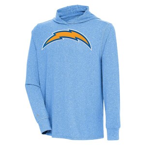 アンティグア メンズ パーカー・スウェットシャツ アウター Los Angeles Chargers Antigua Saga Long Sleeve Hoodie TShirt Powder Blue