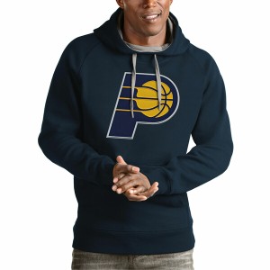 アンティグア メンズ パーカー・スウェットシャツ アウター Indiana Pacers Antigua Team Logo Victory Pullover Hoodie Navy