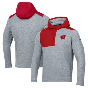 アンダーアーマー メンズ ジャケット＆ブルゾン アウター Wisconsin Badgers Under Armour Survivor Fleece Hoodie QuarterZip Jacket Gr