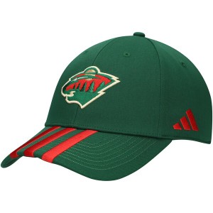 アディダス メンズ 帽子 アクセサリー Minnesota Wild adidas Locker Room Three Stripe Adjustable Hat Green
