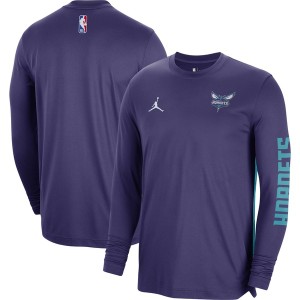 ジョーダン メンズ Tシャツ トップス Charlotte Hornets Jordan Brand Unisex 2023/24Authentic Pregame Long Sleeve Shooting Shirt Pur