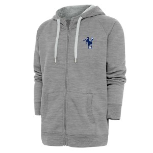 アンティグア メンズ パーカー・スウェットシャツ アウター Indianapolis Colts Adult Throwback Logo Victory FullZip Hoodie Heather G