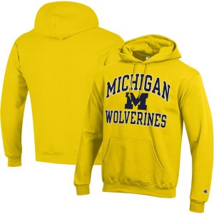 チャンピオン メンズ パーカー・スウェットシャツ アウター Michigan Wolverines Champion High Motor Pullover Hoodie Maize