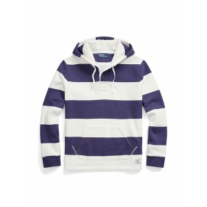 ラルフローレン メンズ パーカー・スウェットシャツ アウター STRIPED FLEECE HOODED RUGBY SHIRT White