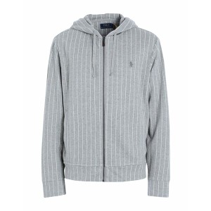 ラルフローレン メンズ パーカー・スウェットシャツ アウター PINSTRIPED DOUBLE-KNIT FULL-ZIP HOODIE Grey