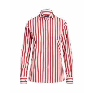 ラルフローレン レディース シャツ トップス STRIPED COTTON SHIRT Red