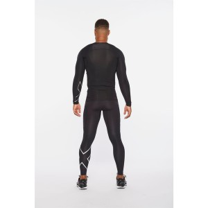 2XU メンズ Tシャツ トップス Core Compression Long Sleeve T Shirt Mens Black/Silver