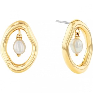 カルバンクライン レディース ピアス＆イヤリング アクセサリー Ladies CKJ Edgy Pearls Earrings 35000562 Gold