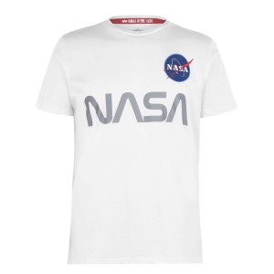 アルファインダストリーズ メンズ Tシャツ トップス NASA Reflective Tee White 09