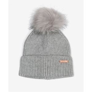 バブアー レディース 帽子 アクセサリー Mallory Pom Beanie Light Grey