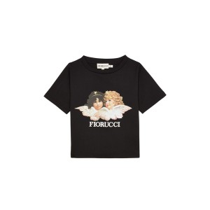 フィオルッチ レディース Tシャツ トップス Fiorucci Crop Angel T Shirt Black