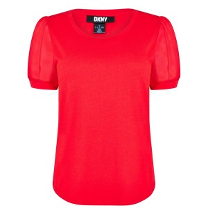 ダナ キャラン ニューヨーク レディース Tシャツ トップス Puff Sleeve T Shirt Red Poppy