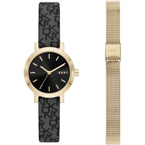 ダナ キャラン ニューヨーク レディース 腕時計 アクセサリー Ladies DKNY Soho Gift Set Black Watch NY6616SET Gold and Black