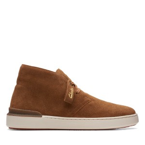 クラークス メンズ ブーツ シューズ CourtLite Desert Boots Cognac Suede