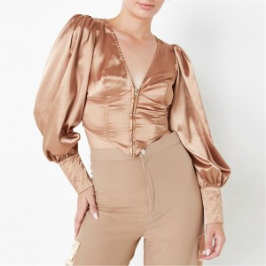 ミスガイデッド レディース シャツ トップス Tall Balloon Sleeve Satin Corset Top Champagne