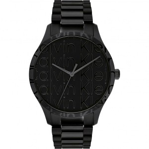 カルバンクライン メンズ 腕時計 アクセサリー Men's Calvin Klein black IP bracelet watch Black