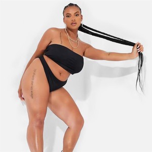 アイソウイットファースト レディース デニムパンツ ボトムス Plus Size High Waist Bikini Bottoms Black