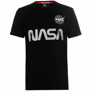 アルファインダストリーズ メンズ Tシャツ トップス NASA Reflective Tee Black