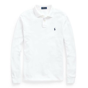 ラルフローレン メンズ ポロシャツ トップス Custom Slim Fit Long Sleeved Polo Shirt White