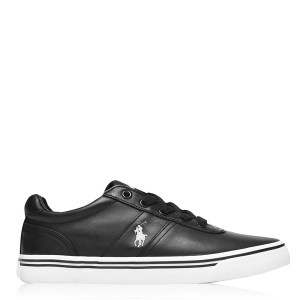 ラルフローレン メンズ スニーカー シューズ Leather Hanford Low Top Trainers Black/White