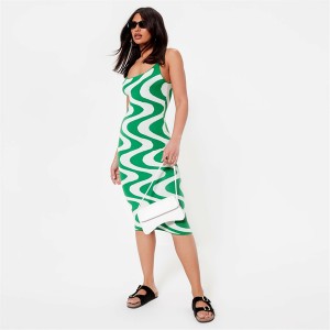 アイソウイットファースト レディース ワンピース トップス Swirl Knitted Midi Dress GREEN