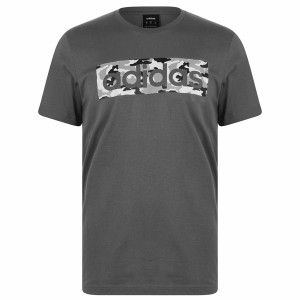 アディダス メンズ Tシャツ トップス Linear Camo Men's T-shirt Grey5/Blk/Wht