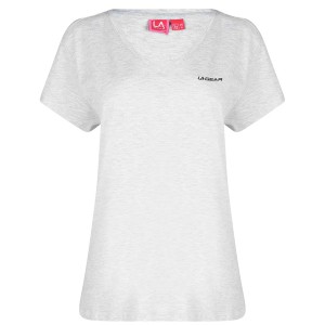 エルエーギア レディース Tシャツ トップス V Neck T Shirt Ladies Ice Grey Marl