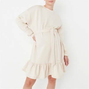 ミスガイデッド レディース ワンピース トップス Mama Embroidered Maternity Sweatshirt Dress Cream