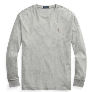 ラルフローレン メンズ Tシャツ トップス Pima Long Sleeve T Shirt Grey