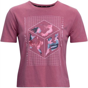 アンダーアーマー レディース Tシャツ トップス Run AW SS Print T Ld99 Pink