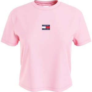 トミーヒルフィガー レディース Tシャツ トップス Centre Badge T Shirt Fresh Pink