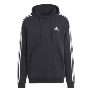 アディダス メンズ パーカー・スウェットシャツ アウター Essentials Fleece 3-Stripes Hoodie Mens Black/White