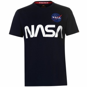 アルファインダストリーズ メンズ Tシャツ トップス NASA Reflective Tee Rep Blue